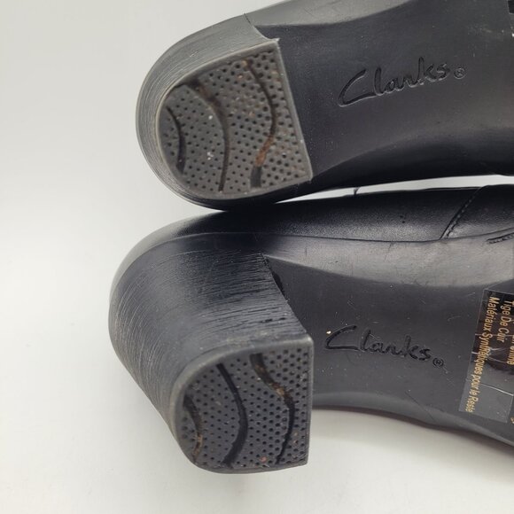 Clarks Bendables Thoughtful Q Womens 6 Vamp Shooties Chunky Heels Slip On Black - Picture 9 of 12